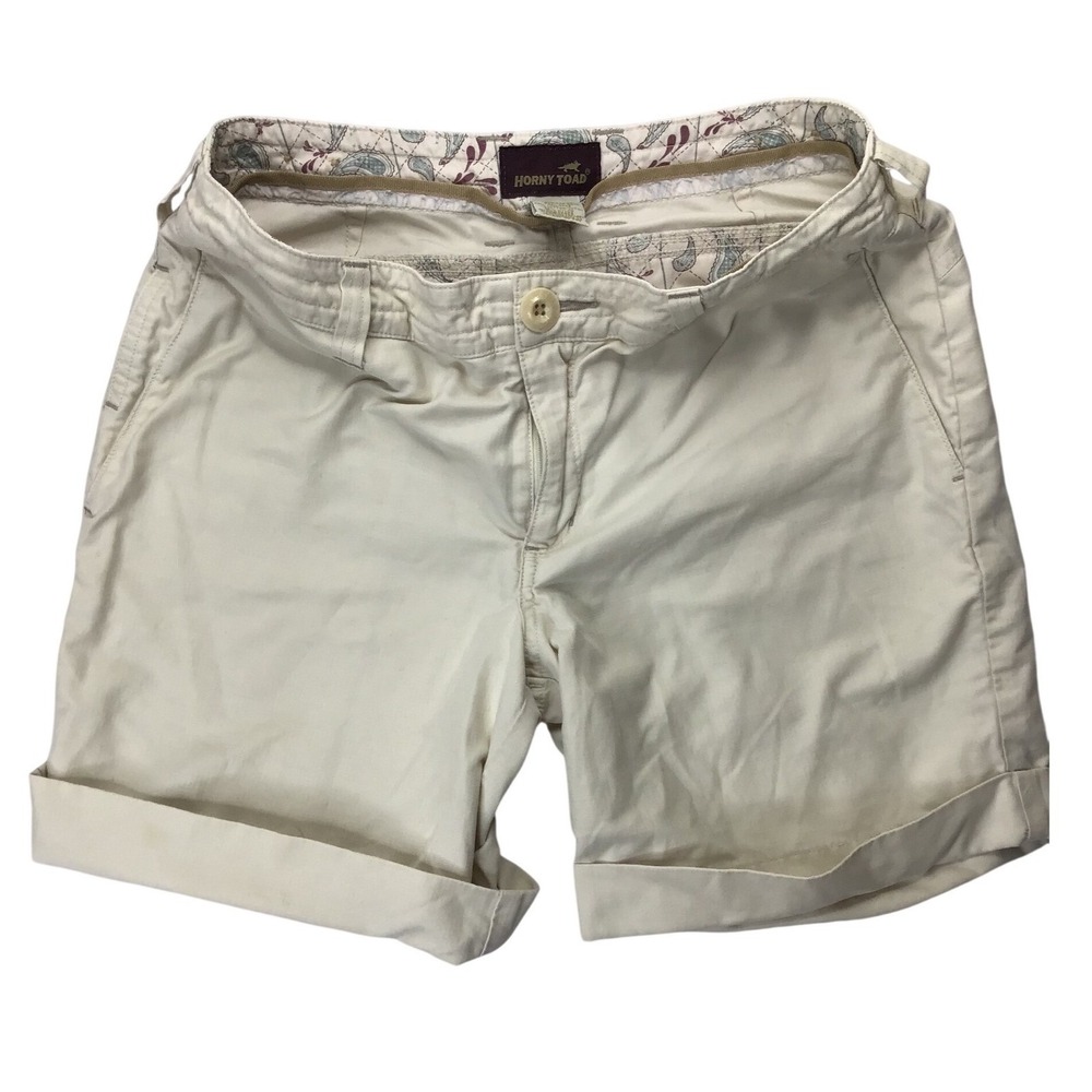 Horny Toad Shorts Womens 4 Cream Cotton Nylon Chino Hiking Outdoor Casual
